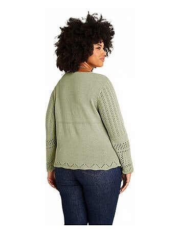 Gilet boléro court boutonné ajouré