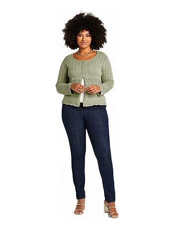 Gilet boléro court boutonné ajouré