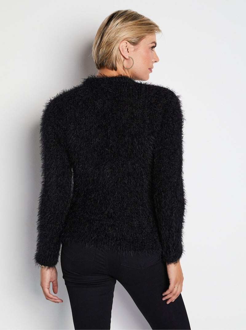 Gilet boléro court maille effet poilu - Afibel Noir - Kiabi