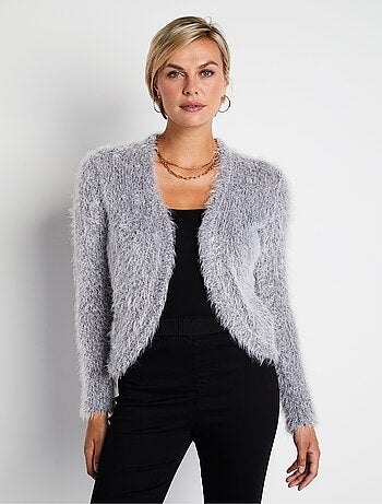Gilet boléro court maille effet poilu