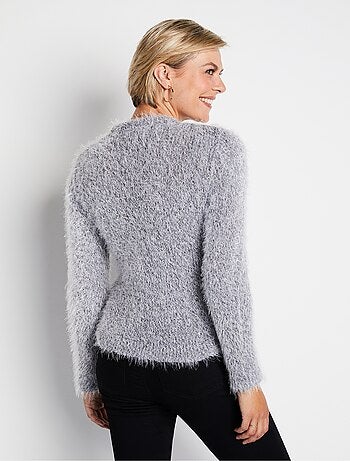 Gilet boléro court maille effet poilu