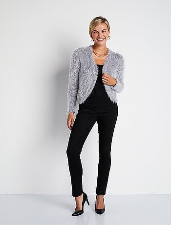 Gilet boléro court maille effet poilu