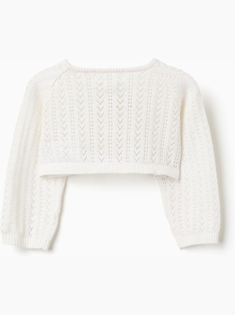 Gilet boléro en maille ajourée Beige clair - Kiabi