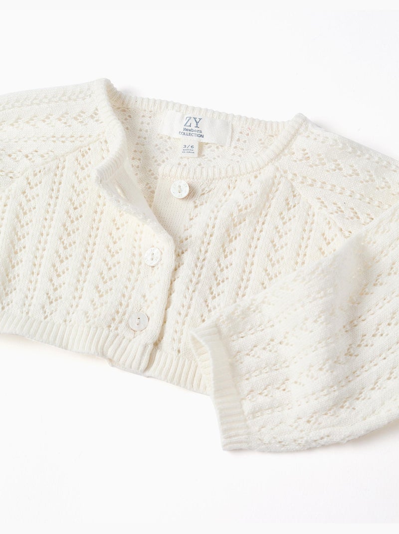 Gilet boléro en maille ajourée Beige clair - Kiabi