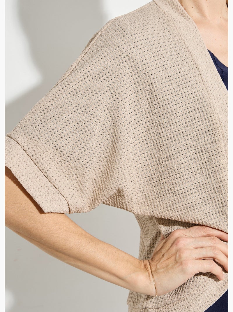 Gilet boléro en maille gaufrée - Afibel Beige - Kiabi