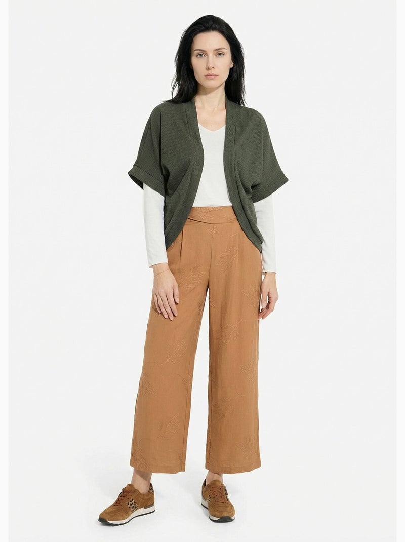 Gilet boléro en maille gaufrée - Afibel Kaki - Kiabi
