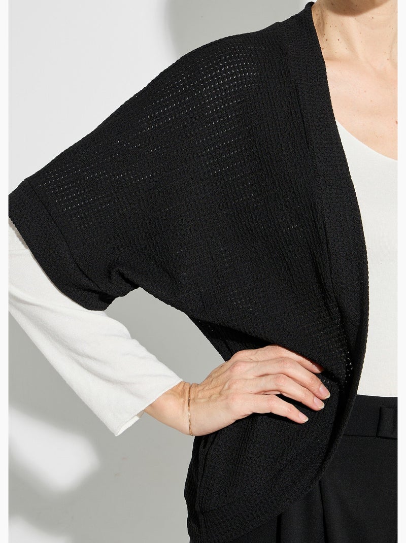 Gilet boléro en maille gaufrée - Afibel Noir - Kiabi