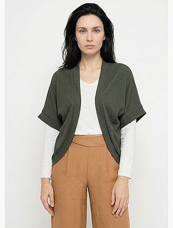 Gilet boléro en maille gaufrée