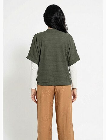 Gilet boléro en maille gaufrée