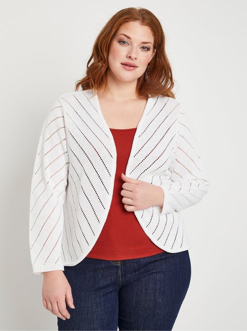 Gilet boléro fin ajouré coton - Afibel - Kiabi