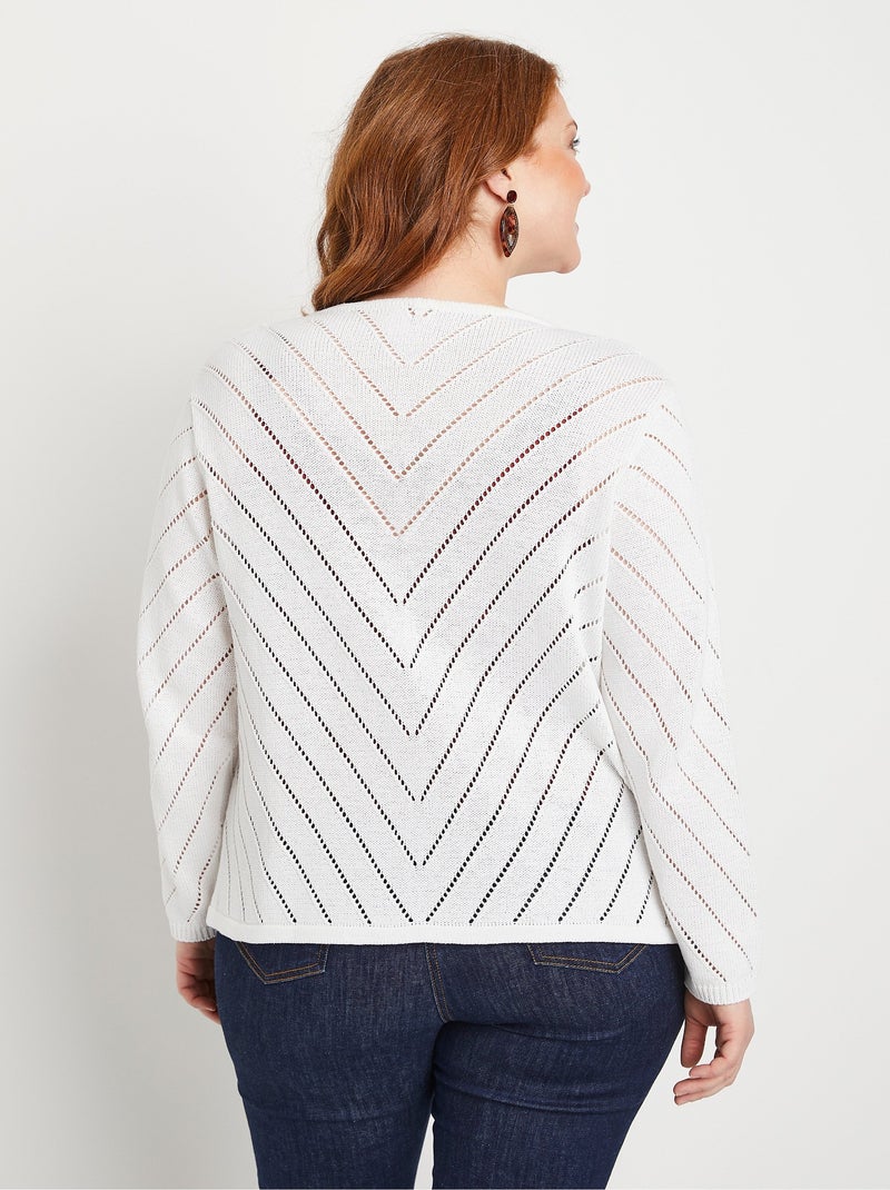 Gilet boléro fin ajouré coton - Afibel Blanc - Kiabi