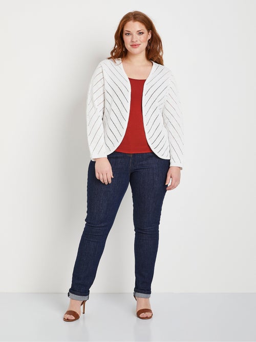 Gilet boléro fin ajouré coton - Afibel - Kiabi