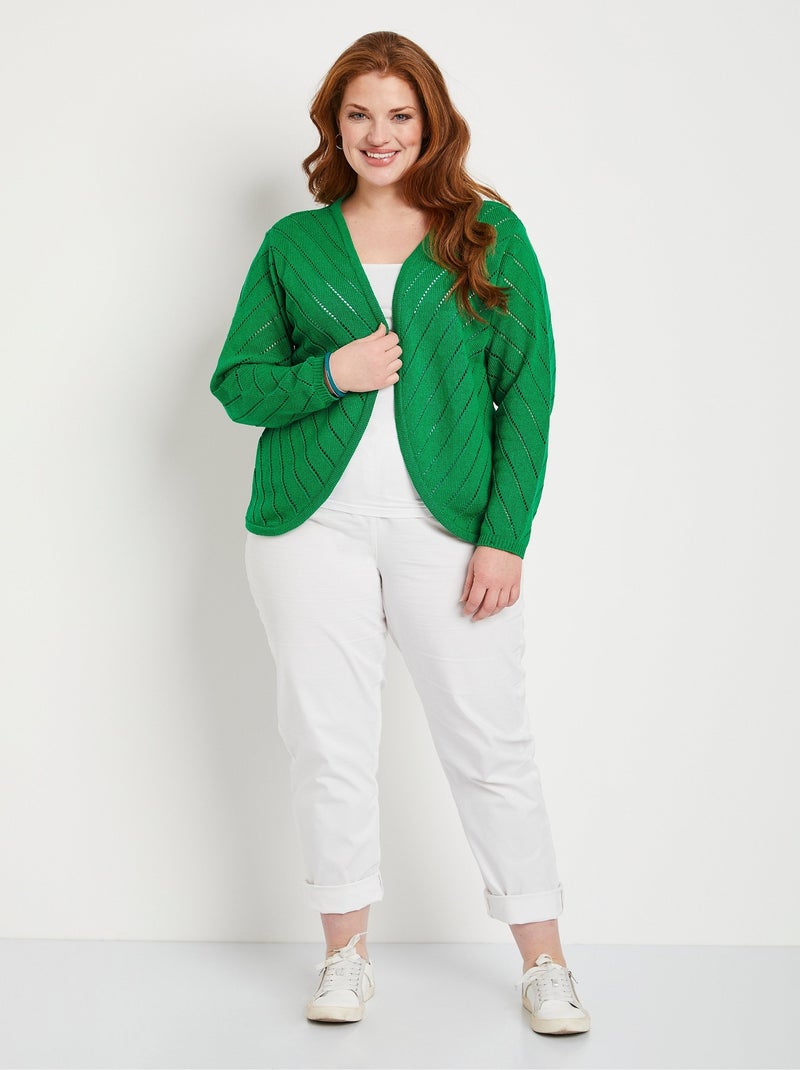 Gilet boléro fin ajouré coton - Afibel Vert - Kiabi