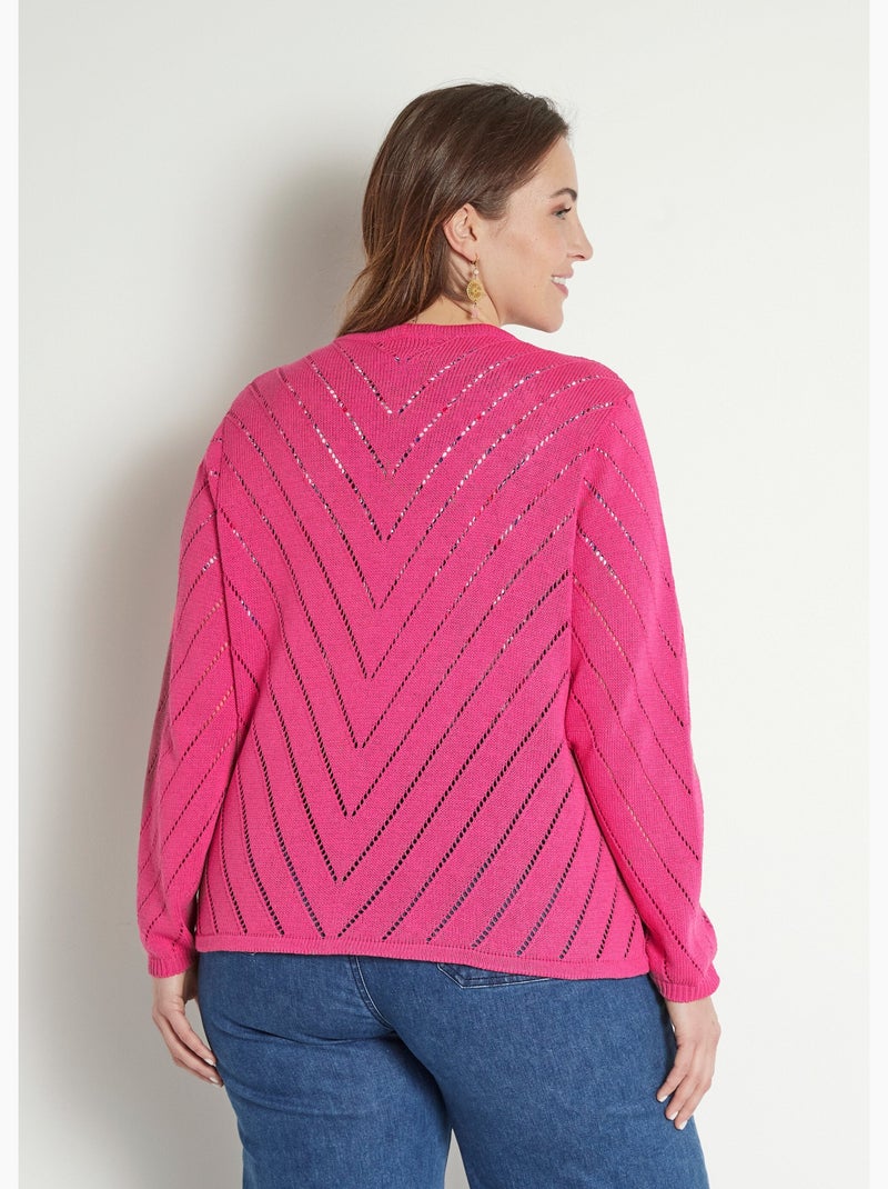 Gilet boléro fin ajouré coton - Afibel Violet - Kiabi