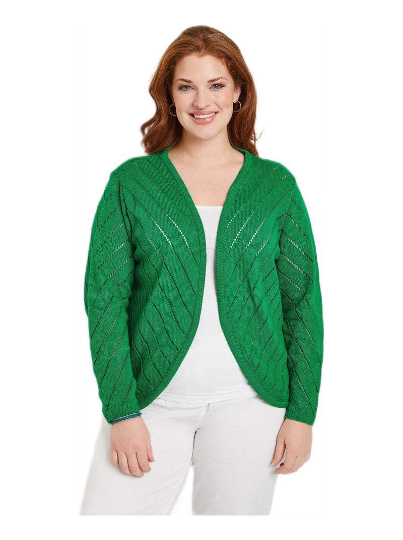 Gilet boléro fin ajouré coton Vert - Kiabi