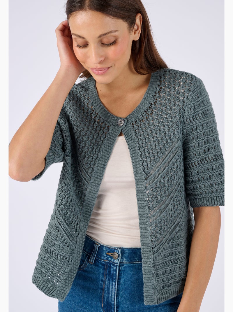 Gilet-boléro jeu de maille - damart Vert - Kiabi
