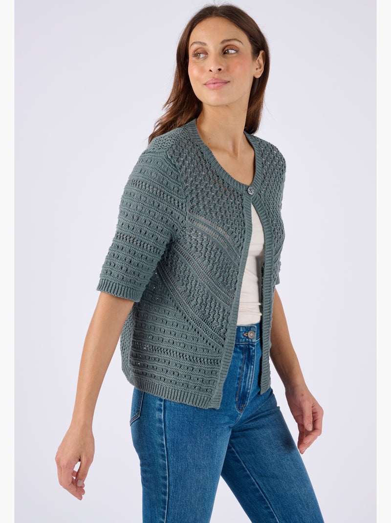 Gilet-boléro jeu de maille - damart Vert - Kiabi