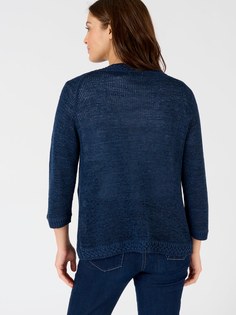 Gilet-boléro maille ruban - Damart Bleu marine - Kiabi