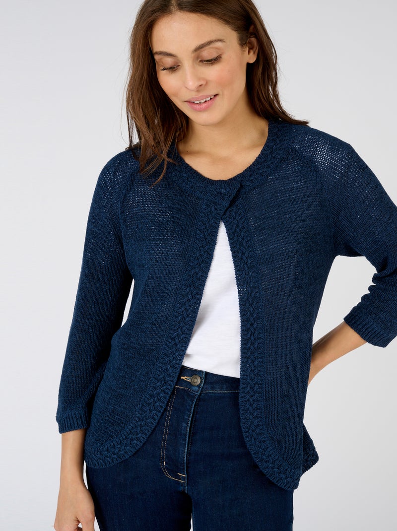 Gilet-boléro maille ruban - Damart Bleu marine - Kiabi