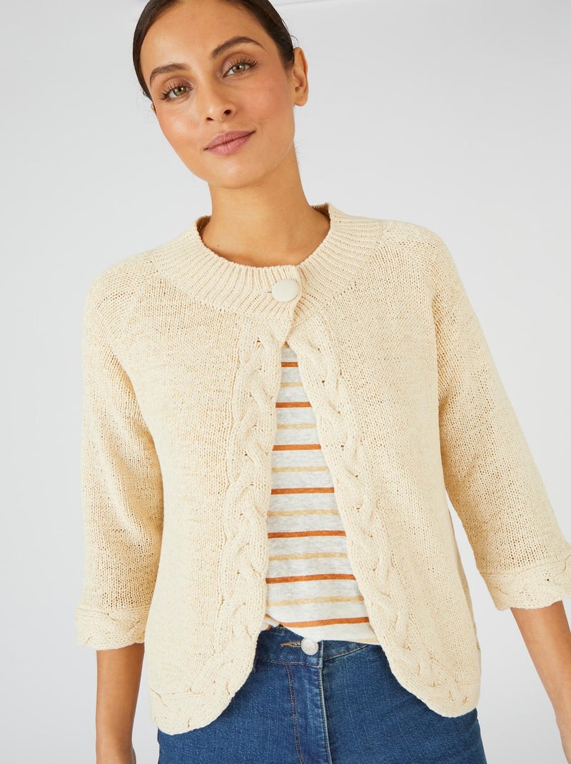 Gilet boléro manches 3/4 - Damart Beige - Kiabi