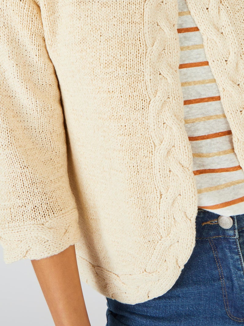 Gilet boléro manches 3/4 - Damart Beige - Kiabi