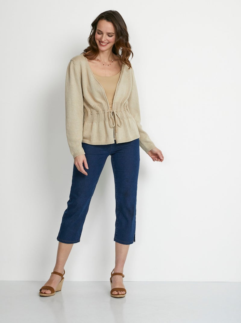 Gilet bord à bord avec lien à nouer - Afibel Beige - Kiabi