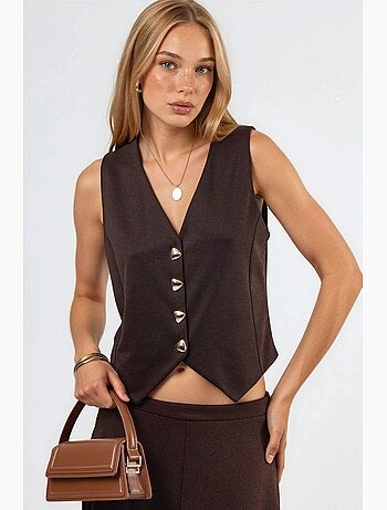 Gilet boutonné à col en v busem