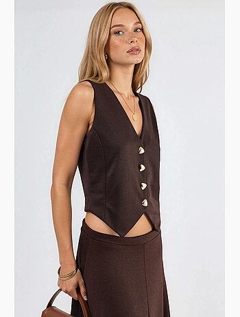 Gilet boutonné à col en v busem