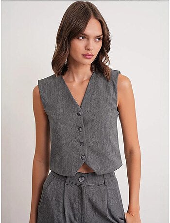 Gilet boutonné à col en v mixray