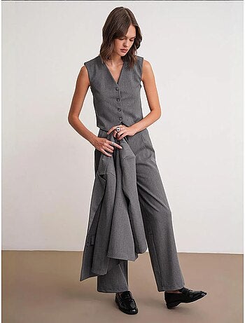 Gilet boutonné à col en v mixray