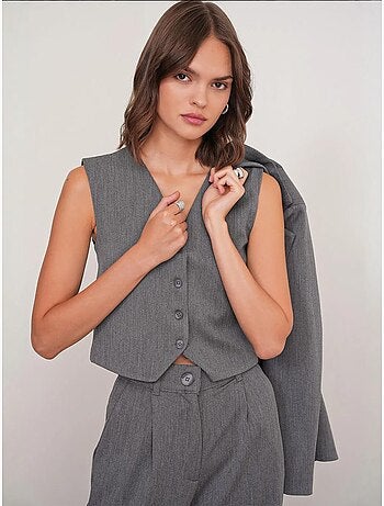 Gilet boutonné à col en v mixray