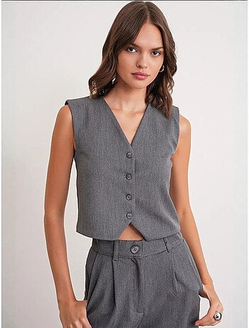 Gilet boutonné à col en v mixray