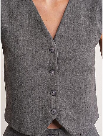 Gilet boutonné à col en v mixray