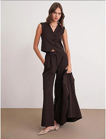 Gilet boutonné à col en v mixray