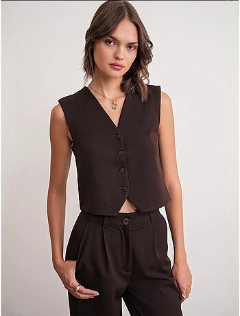 Gilet boutonné à col en v mixray