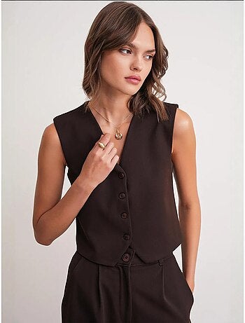 Gilet boutonné à col en v mixray