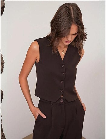 Gilet boutonné à col en v mixray