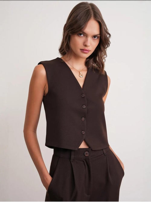 Gilet boutonné à col en v mixray - Kiabi