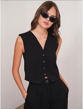 Gilet boutonné à col en v mixray