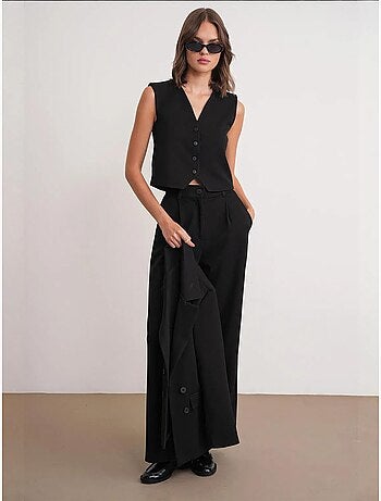 Gilet boutonné à col en v mixray
