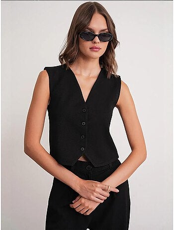 Gilet boutonné à col en v mixray