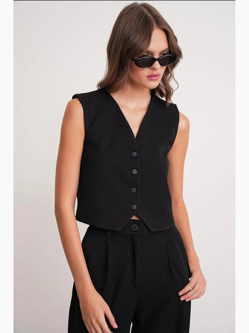 Gilet boutonné à col en v mixray - Kiabi Gilet boutonné à col en v mixray - Kiabi