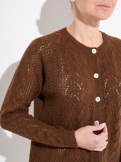 Gilet boutonné ajouré avec laine et cachemire - Afibel - Kiabi