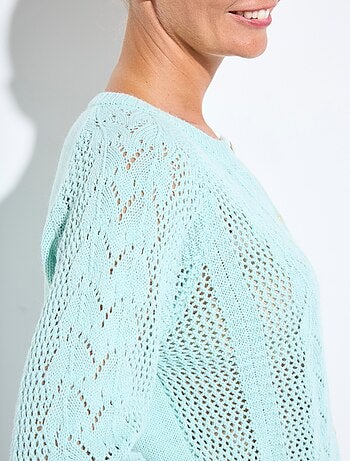 Gilet boutonné ajouré avec laine et cachemire - Afibel