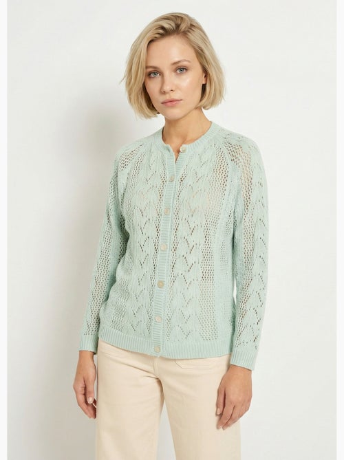Gilet boutonné ajouré avec laine et cachemire - Afibel - Kiabi
