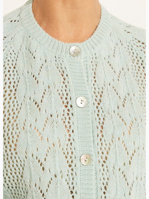 Gilet boutonné ajouré avec laine et cachemire - Afibel - Kiabi