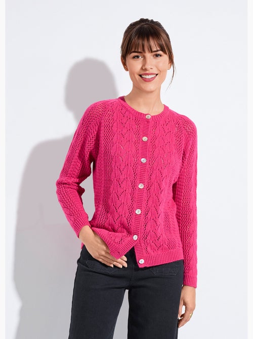 Gilet boutonné ajouré avec laine et cachemire - Afibel - Kiabi