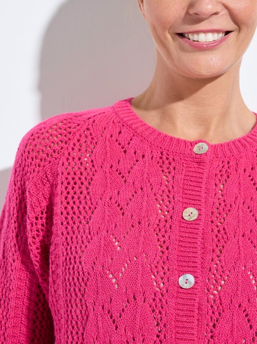 Gilet boutonné ajouré avec laine et cachemire - Afibel - Kiabi