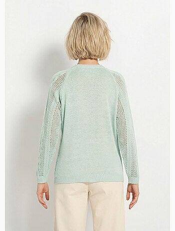 Gilet boutonné ajouré avec laine et cachemire