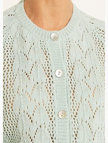 Gilet boutonné ajouré avec laine et cachemire